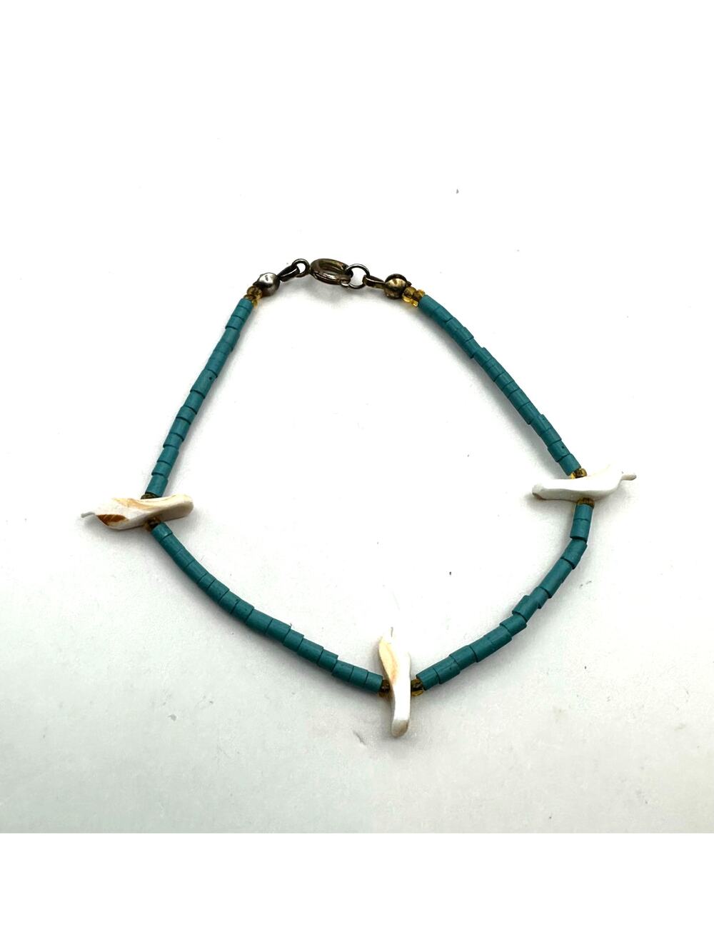 Blue Bead White Dove Bird Bracelet Boho Bohemian Western Jewelry